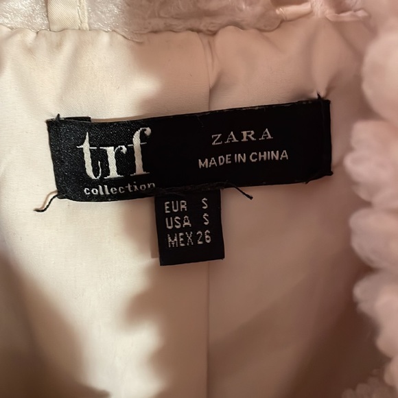 ZARA TRF Cream Faux Fur Bomber Jacket Size Small - Picture 6 of 7